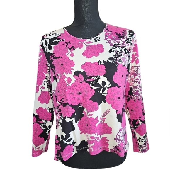 croft & barrow Tops - CROFT & BARROW LADIES LS VNECK FLORAL COLORFUL TOP TUNIC SHIRT BOUSE TEE SIZE PL